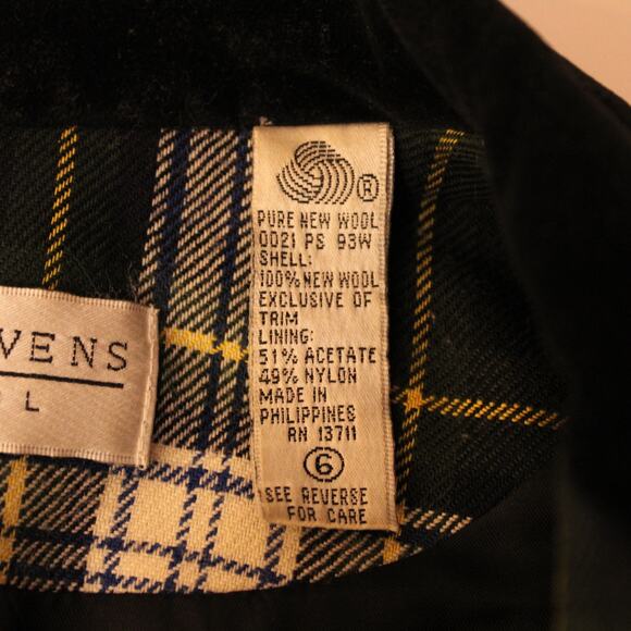 VTG Women's Pure Wool Hunter Green Plaid Blazer, Lined w/ Gold Buttons sz 6 - Picture 8 of 9